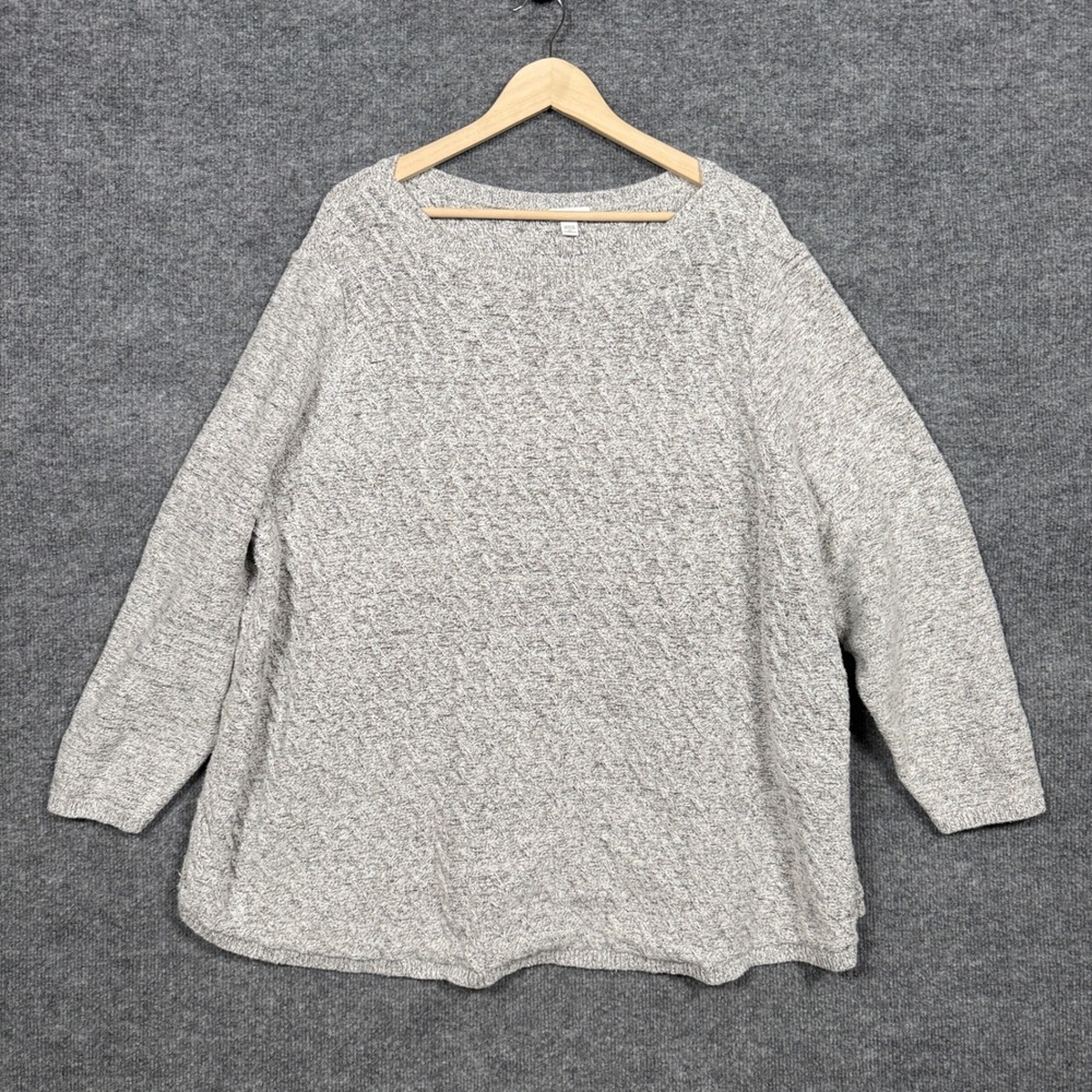 J.Jill Plus Size 3X Sweater Top Gray Cotton Blend Knit Heathered Cozy Soft